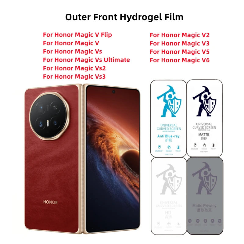 2 Películas de Hidrogel Fosco para Honor Magic V6, Protetor de Tela HD para Honor Magic V2/V3/V5/Vs 2/Vs3/V Flip, Película Anti-Espião com Proteção Ocular