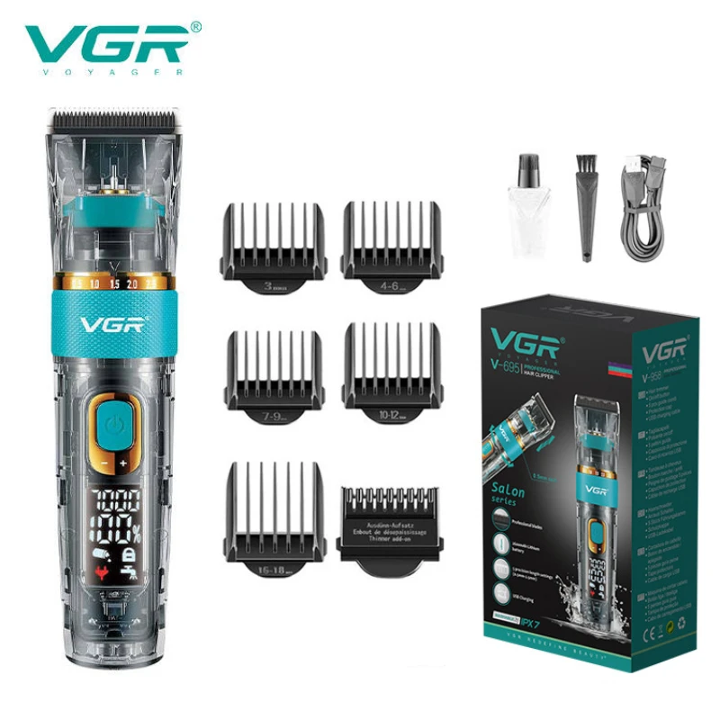 

VGR Hair Trimmer Clipper Professional Hair Clipper Rechargeable Cordless Haircut Machine IPX7 Waterproof Trimmer for Men V-695