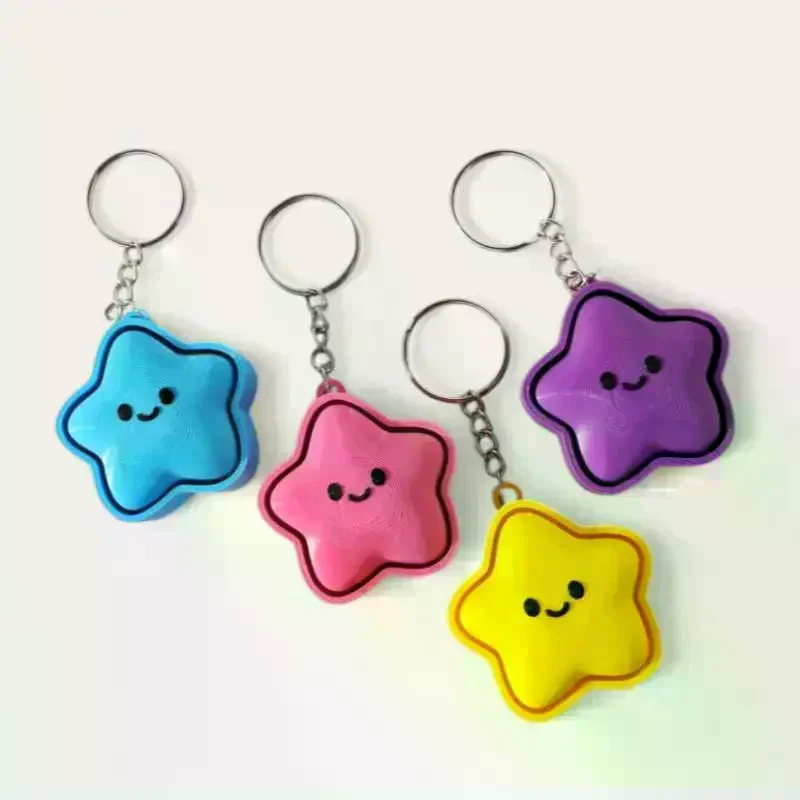 Cute 3D Printed Star Clicker Fidget Keychain Stress Relief Fidget Toy Backpack Pendant Anti-anxiety Squeeze Decompression Gift