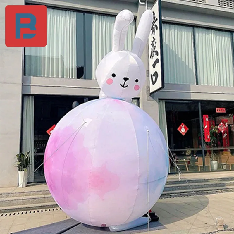 

Giant inflatable ball rabbit model Chinese mid-autumn Festival props shopping mall bar stage lighting decoration