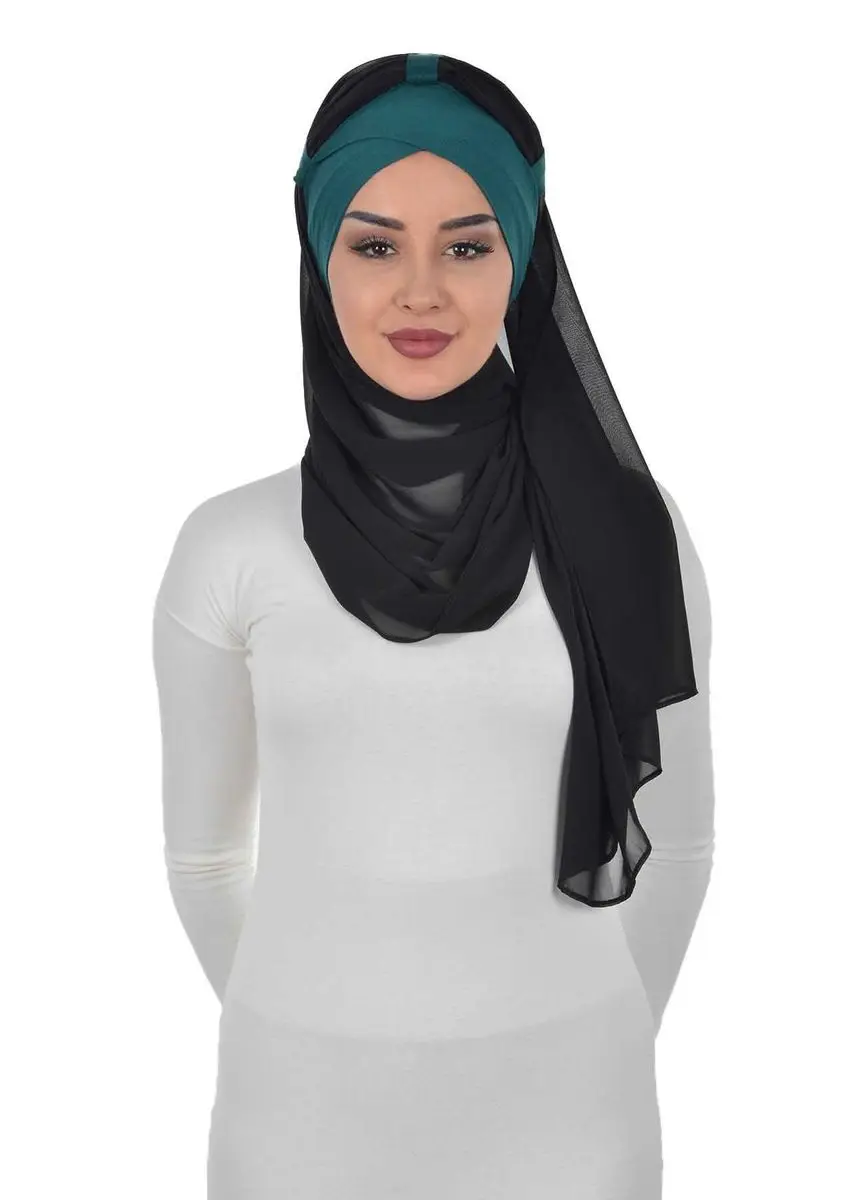 Algodão penteado chiffon xale verde