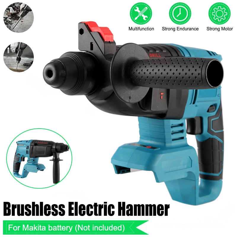 Power Tool 4 Modes Rechargeable  Hammer Drill Electric Rotary Hammer Perforator Drill Impact Function 21V For Makita Battery