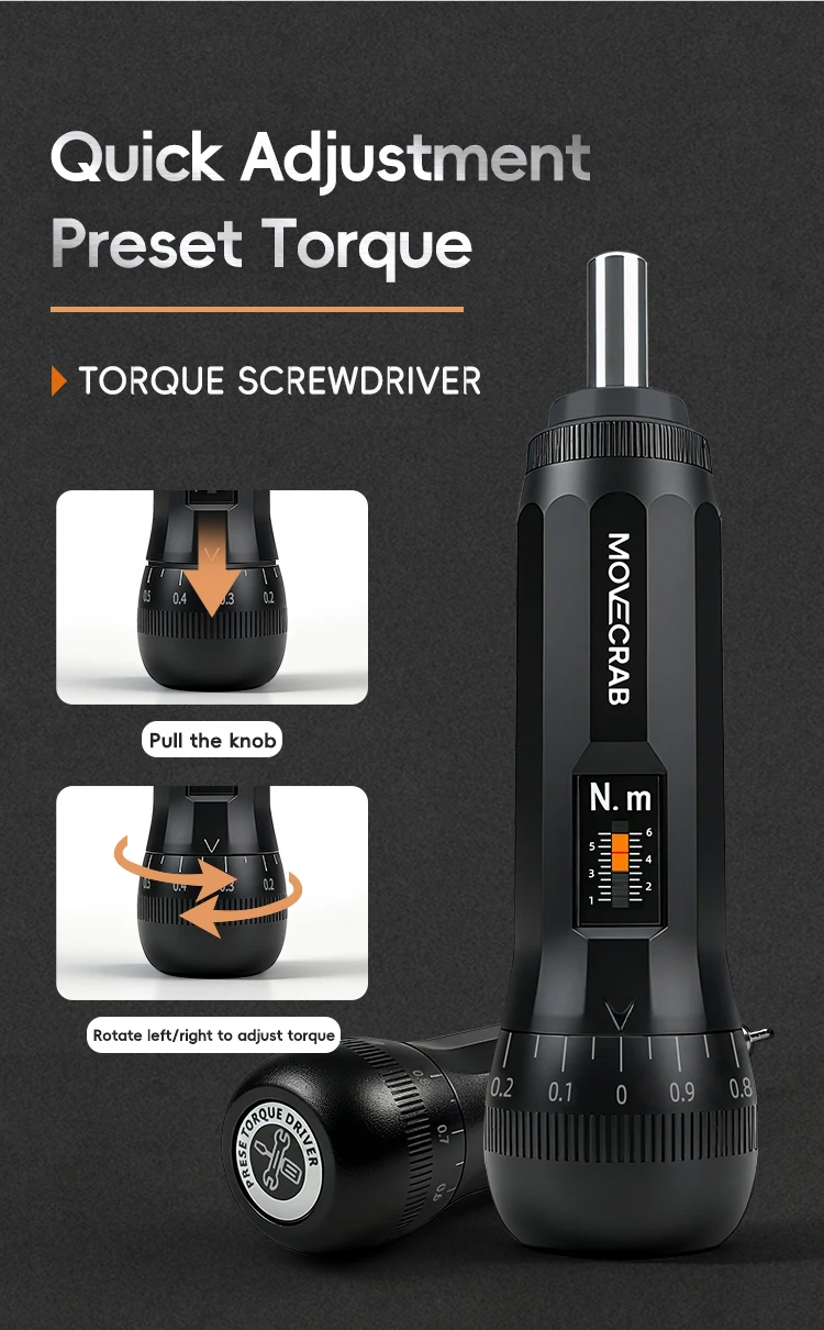 MoveCrab Pro Präzisions-Drehmomentschraubendreher-Set mit magnetischem 1/4-Zoll-Antrieb (10–70 Zoll lb) mit Bits für die Werkzeugreparatur und Fahrradwartung – Detail 3