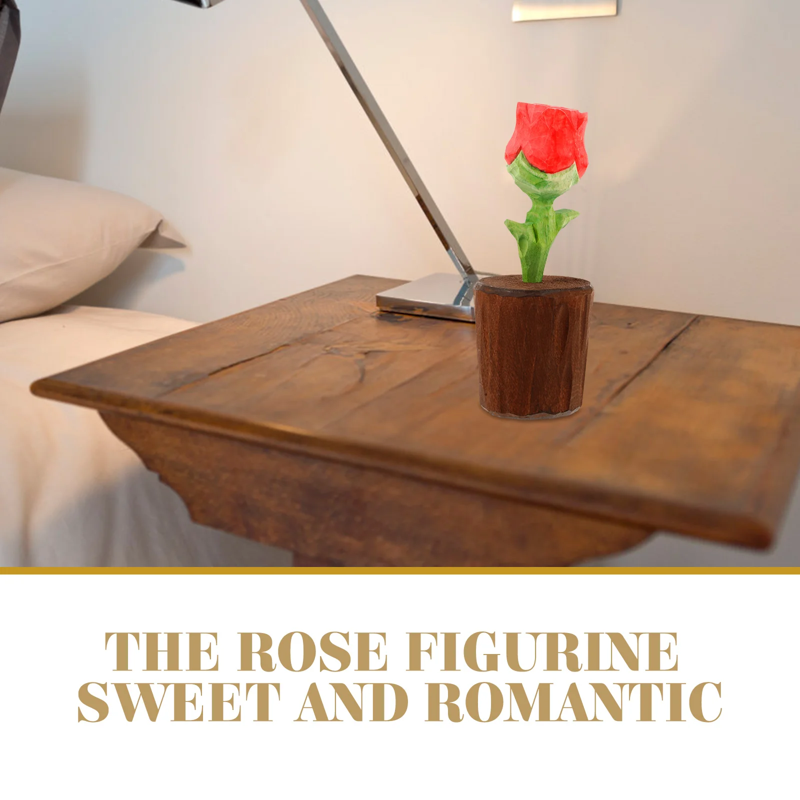 

Creative Wooden Rose Decor Romantic Valentine Gift for Bedroom Office Study nament H made Flower Craft Sweet Long