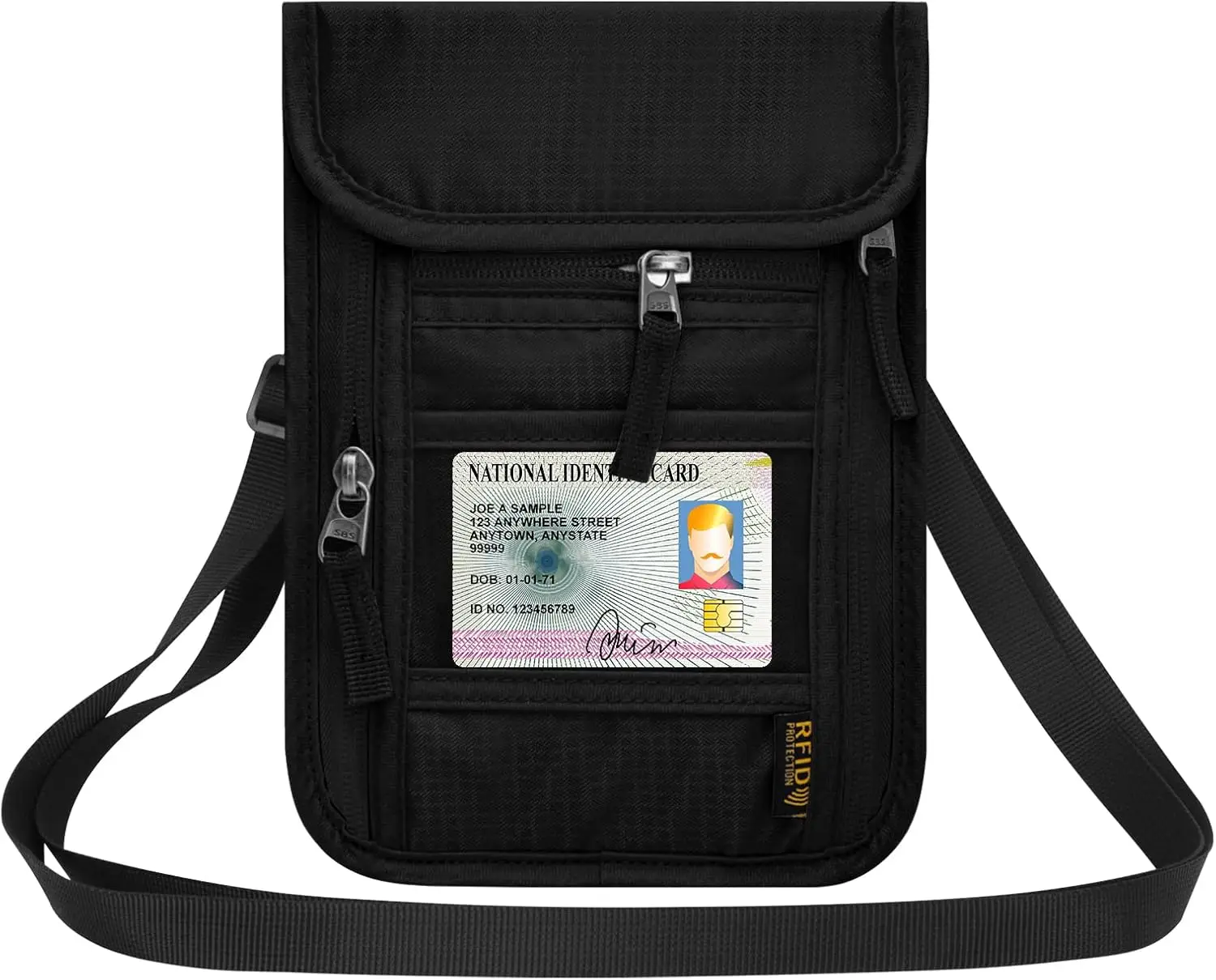 

Travel Neck Wallet with RFID Blocking, Adjustable Strap for Men and Women, Passport Holder Pouch