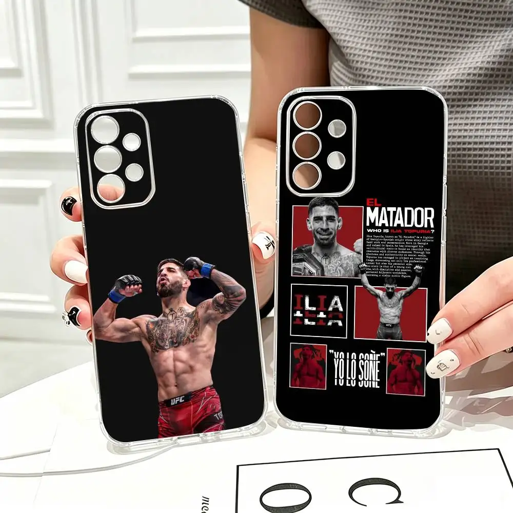 b-Boxing I-Ilia Fighting Topuria  Phone Case Transparent Silicone Soft For Samsung S25,S24,S21,S22,S23,S30,Ultra,S20,Plus,Fe
