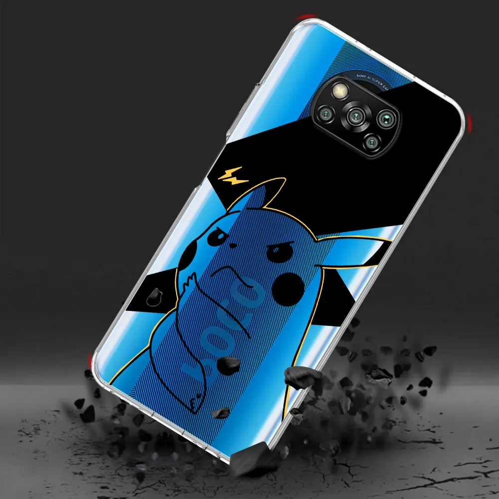 Pokemon Pikachu Case for Xiaomi Poco M3 M5 X4 F4 F5 M4 M5s X3 NFC X5 X6 Pocophone F1 F2 Pro F3 GT TPU Transparent Phone Cover