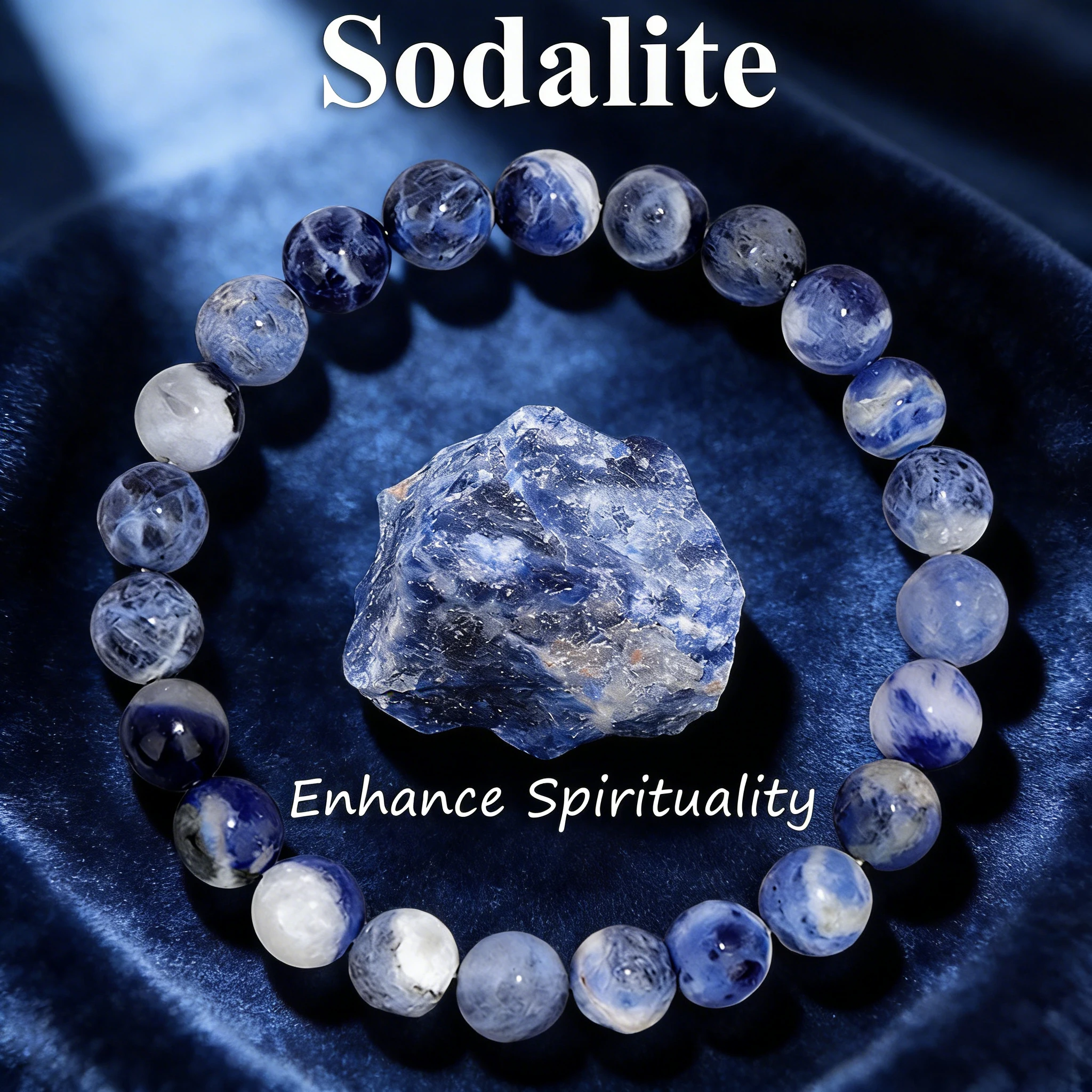 Bracelet en pierre naturelle, perles de sodalite, taille 6 8 10 mm, cristal de guérison, charme Reiki, vitalité, sagesse spirituelle, bijoux unisexe