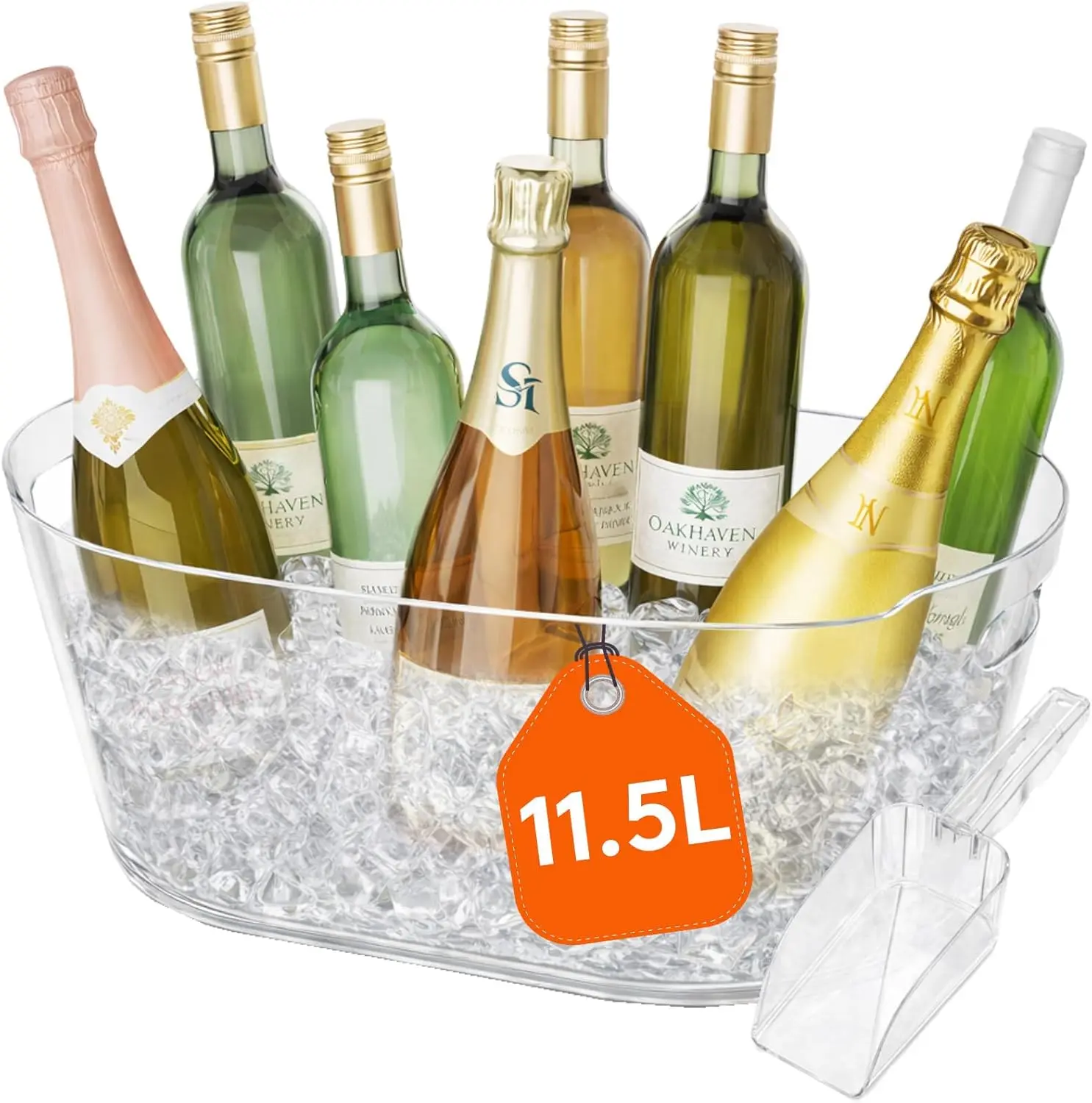 

11.5L Ice Bucket for Parties, Large Portable Drink Bucket for Cocktail Bar, Champagne Cooler for Beverage/Wine/Beer, Mi