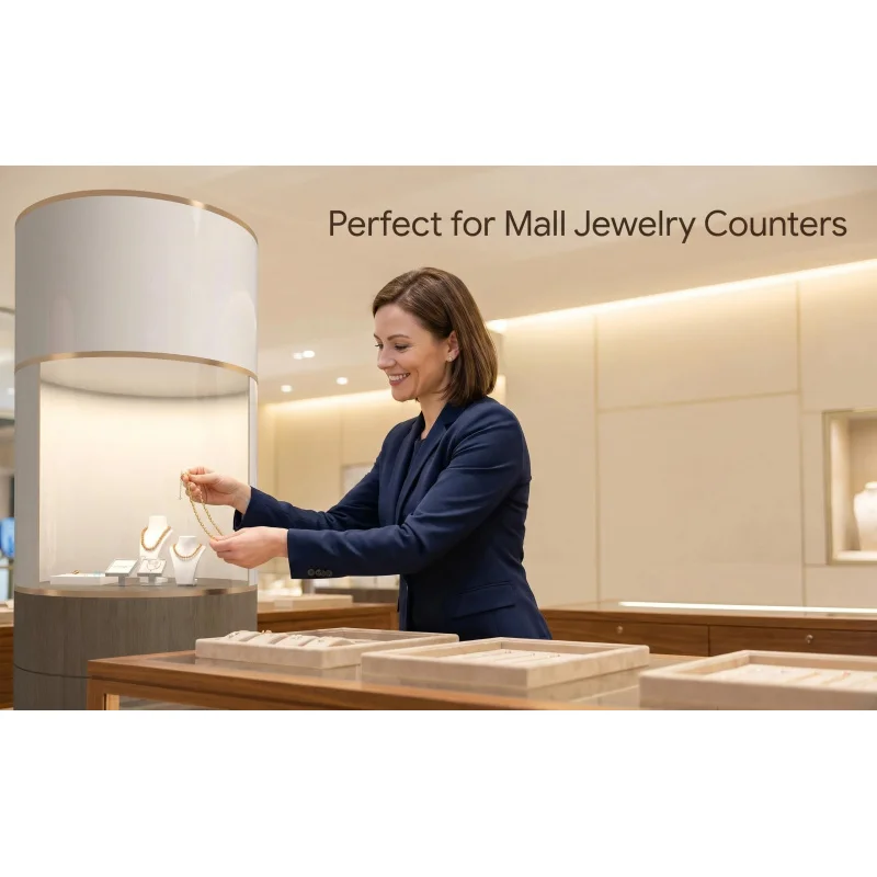 custom.High Quality Modern Stainless Steel Tempered Glass Jewelry Display Cabinet LED Lighting Waterproof SHOW