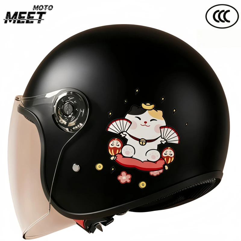 3C Certified Motorcycle Half Face Helmet with Clear Visor, Protective Riding Gear for Men & Women, Outdoor Adventure Riding