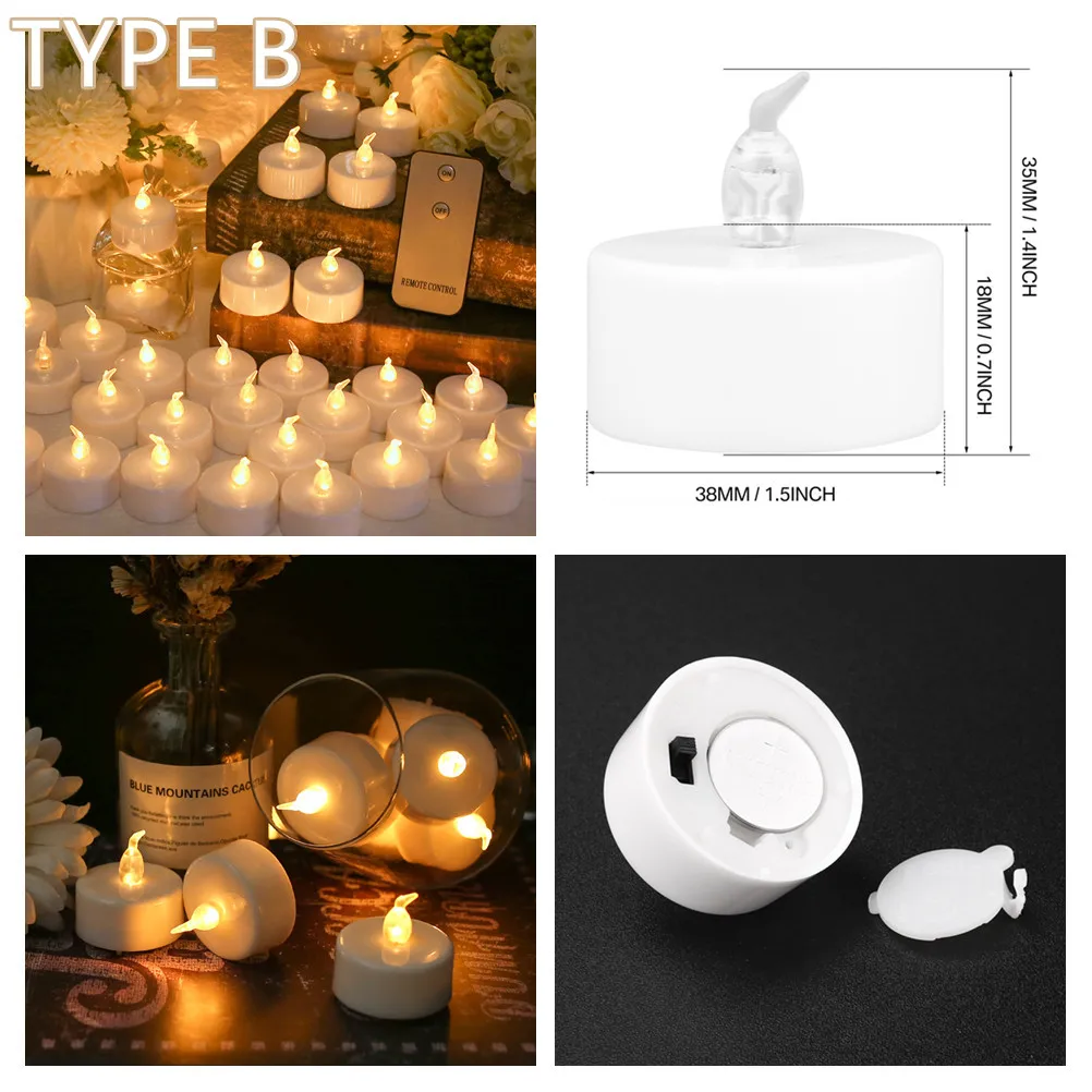 Flameless Flickering Tea Lights LED Candles with 6 Hours Cycle AutoTimer / Remote Control Battery Operated Electronics Tealights