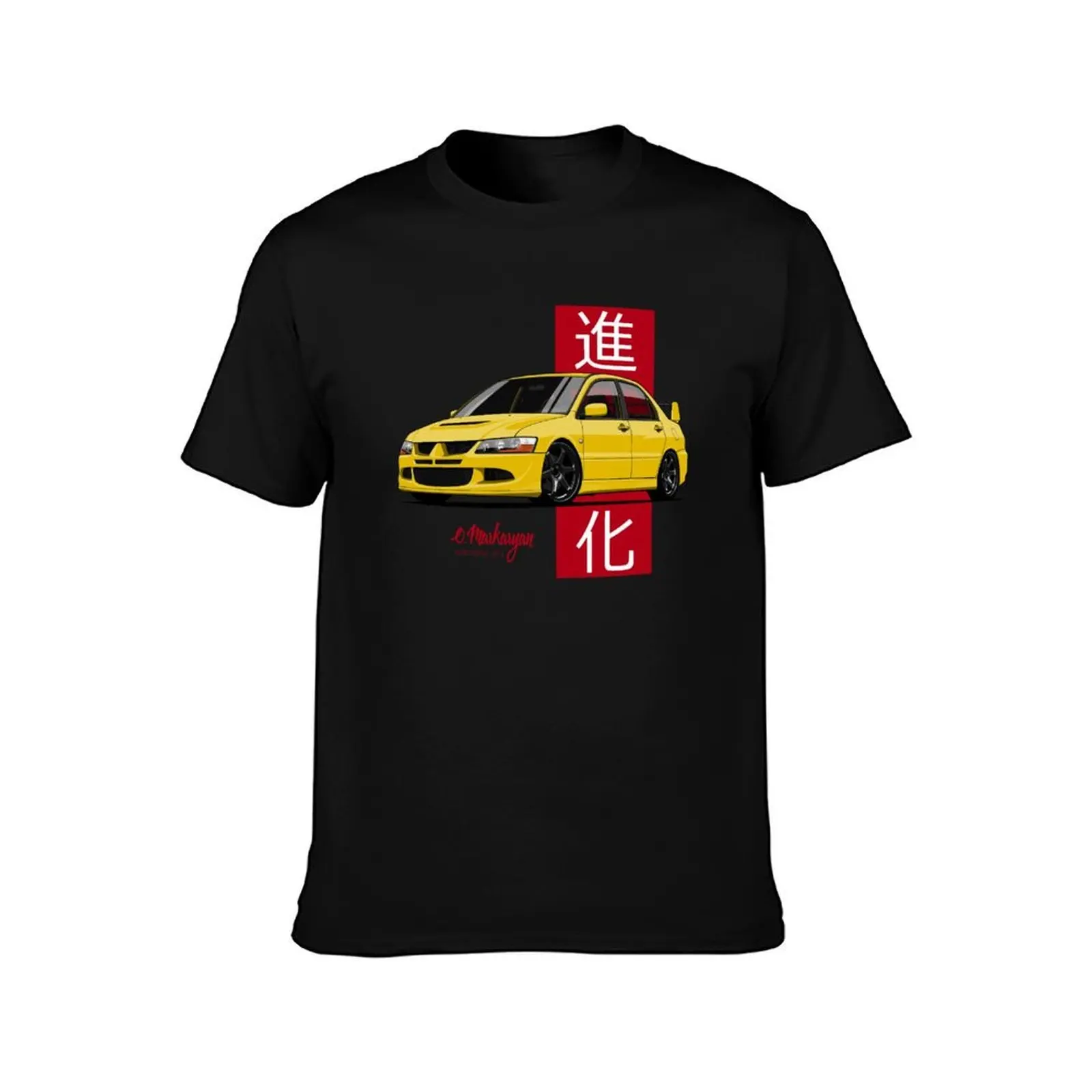 Lancer Evolution VIII (Yellow) T-Shirt, Summer Casual Cotton Tee, Oversized Streetwear Tops, Vintage Graphic Print, 100% Cotton