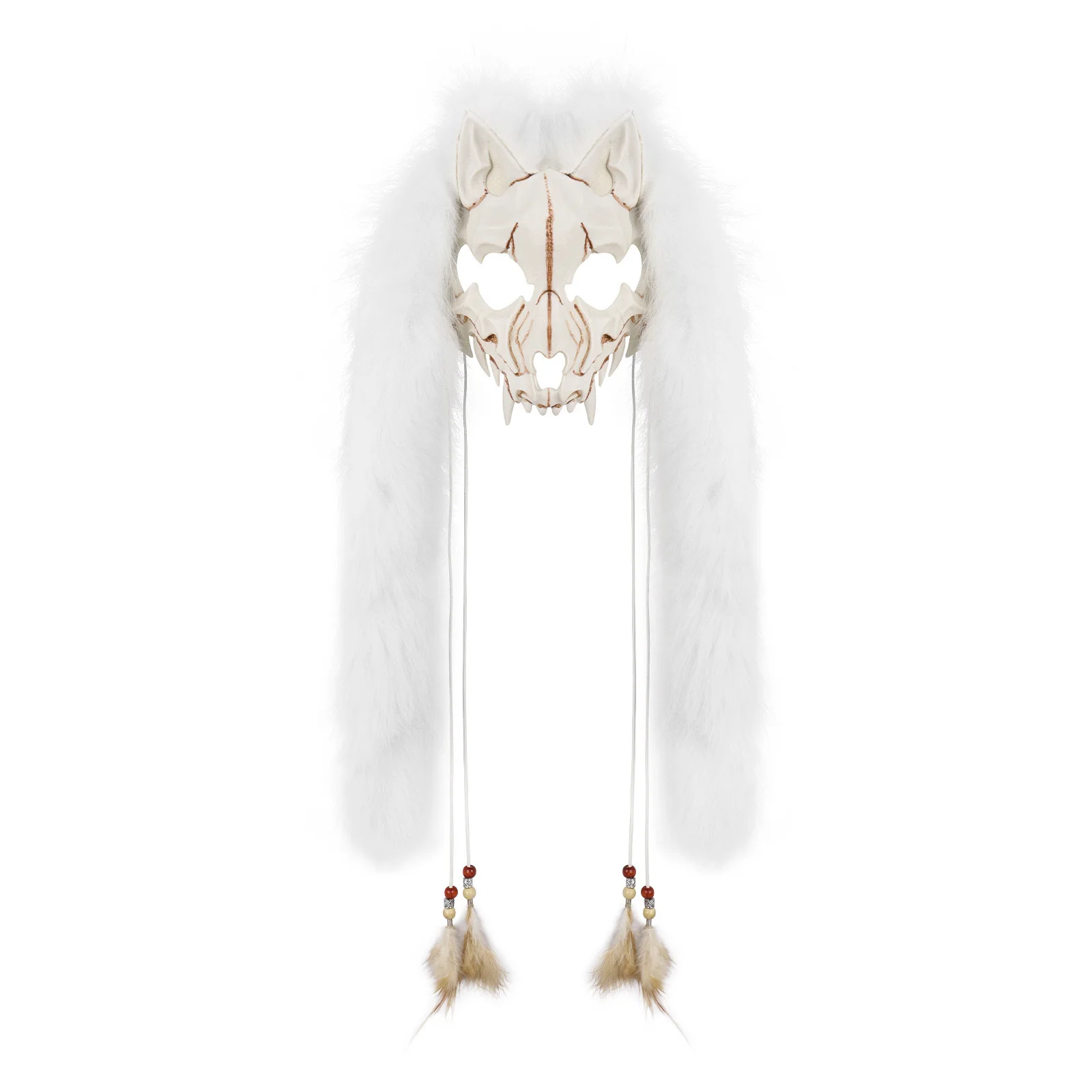 Maska w kształcie lisa dla dorosłych i dzieci z realistycznymi, futrzastymi detalami, regulowana, idealna do cosplayów wikingów i kostiumów na Halloween.