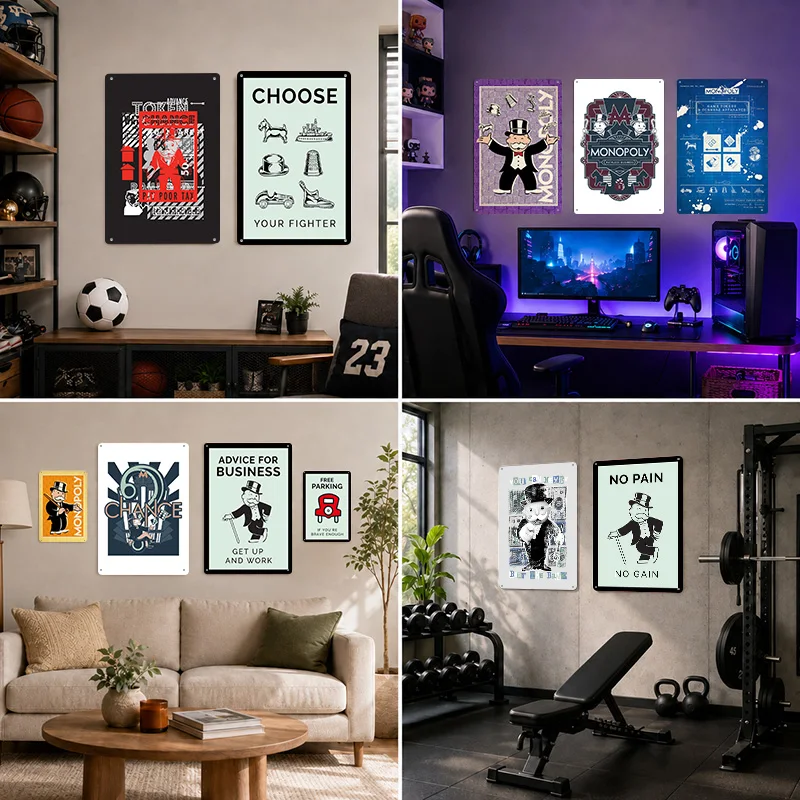 Monopoly Aluminum Posters Personalized Metal Tin Sign Dark Adventure Graphic Wall Art Ideal For Media Lounge Or Birthday Gift - view 4