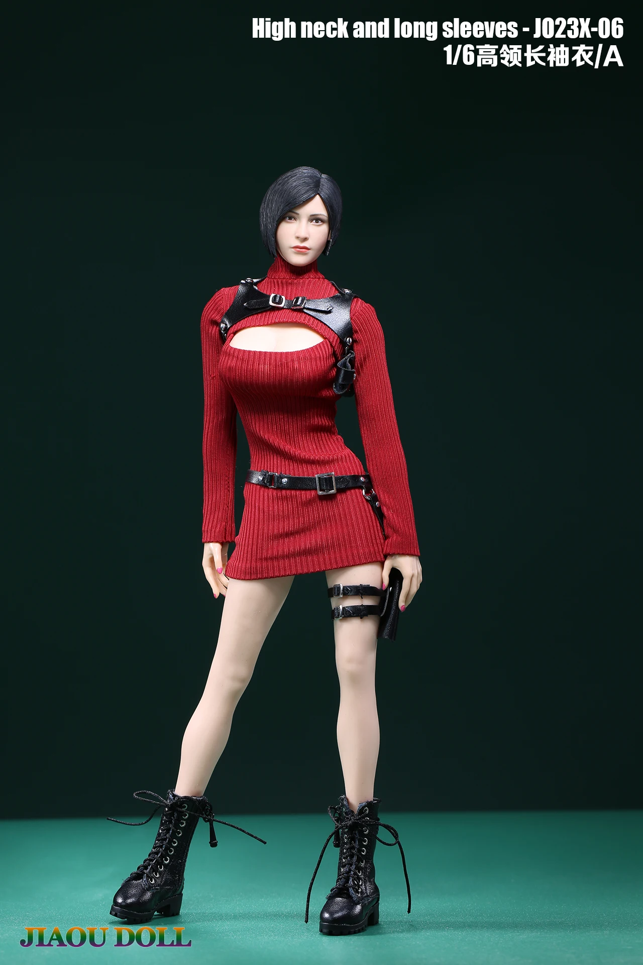 In Stock JO23X-06 1/6 Scale Ada Wong Red High Neck Long Sleeves Sweater Holsters Set Fit 12 inch Action Figure Body Gifts