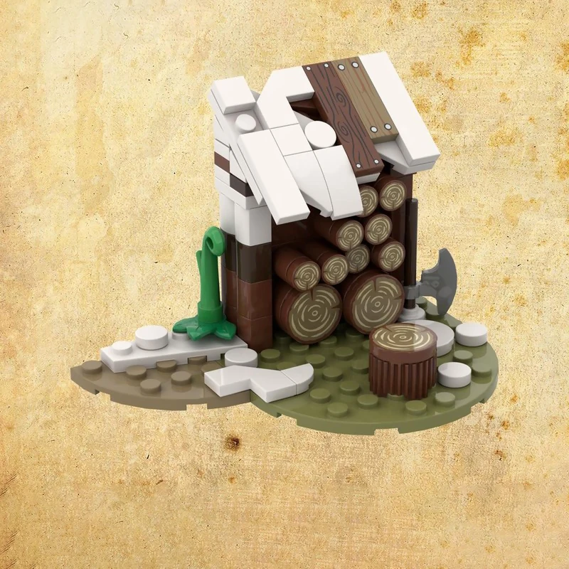 Medieval Castle Model MOC Building Bricks Village Wood Shed Modular Technology Gifts Holiday Assemble Children Toys Suit