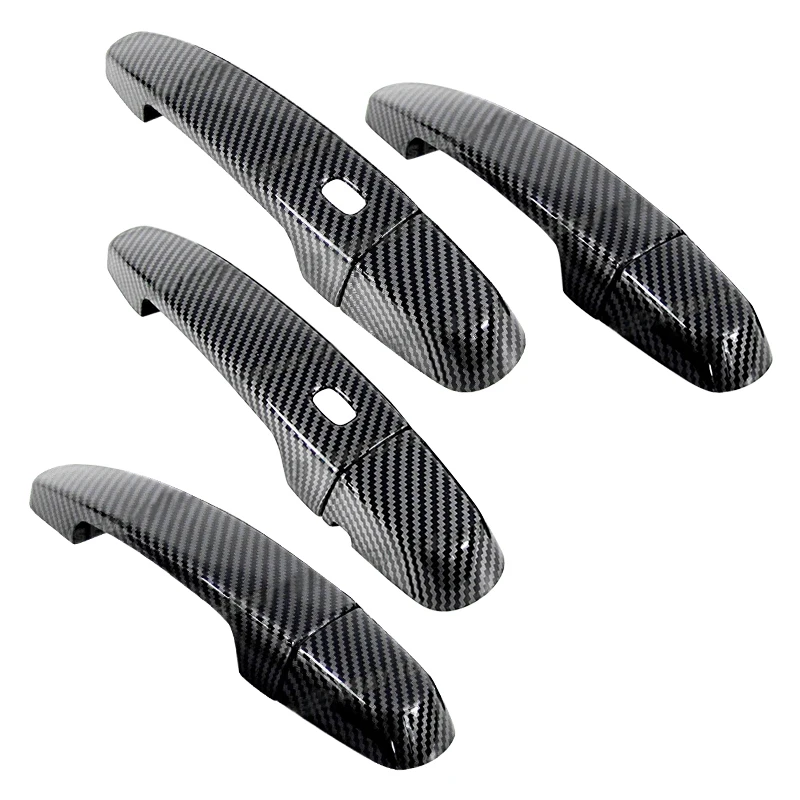 1 Set Door Handle Cover Trim 2 Holes Fit for Chevrolet Malibu Sedan 2016-2018 2019 2020 2021 2022 2023 Black Carbon Fiber Style