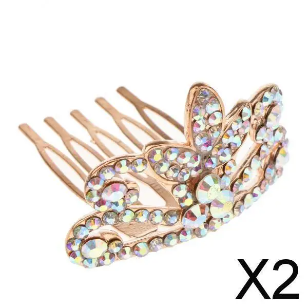 2xGirls Princess Tiara Crown with Comb for Costume Accessory Rose gold