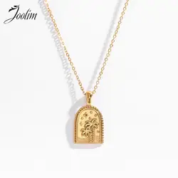 Joolim Jewelry Wholesale Summer Holiday Beach Coconut Tree Starry Sky Irregular Pendant Stainless Steel Necklace for Women