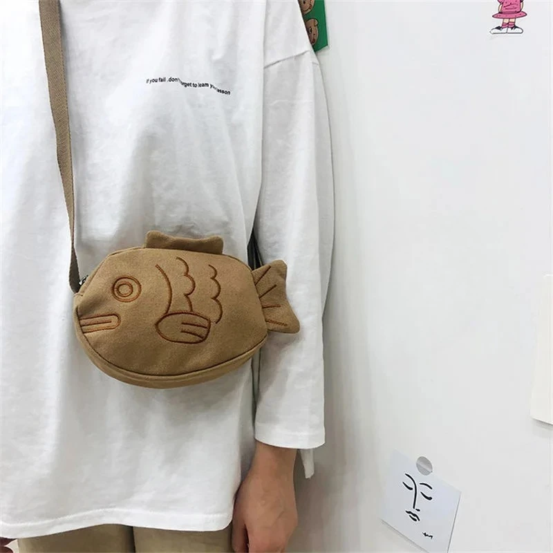 การ์ตูนน่ารักญี่ปุ่น Taiyaki แฟชั่นกระเป๋าเป้สะพายหลังผู้หญิงกระเป๋า Messenger กระเป๋าสะพายกระเป๋าเหรียญผู้หญิงกระเป๋าถือ Crossbody กระเป๋า