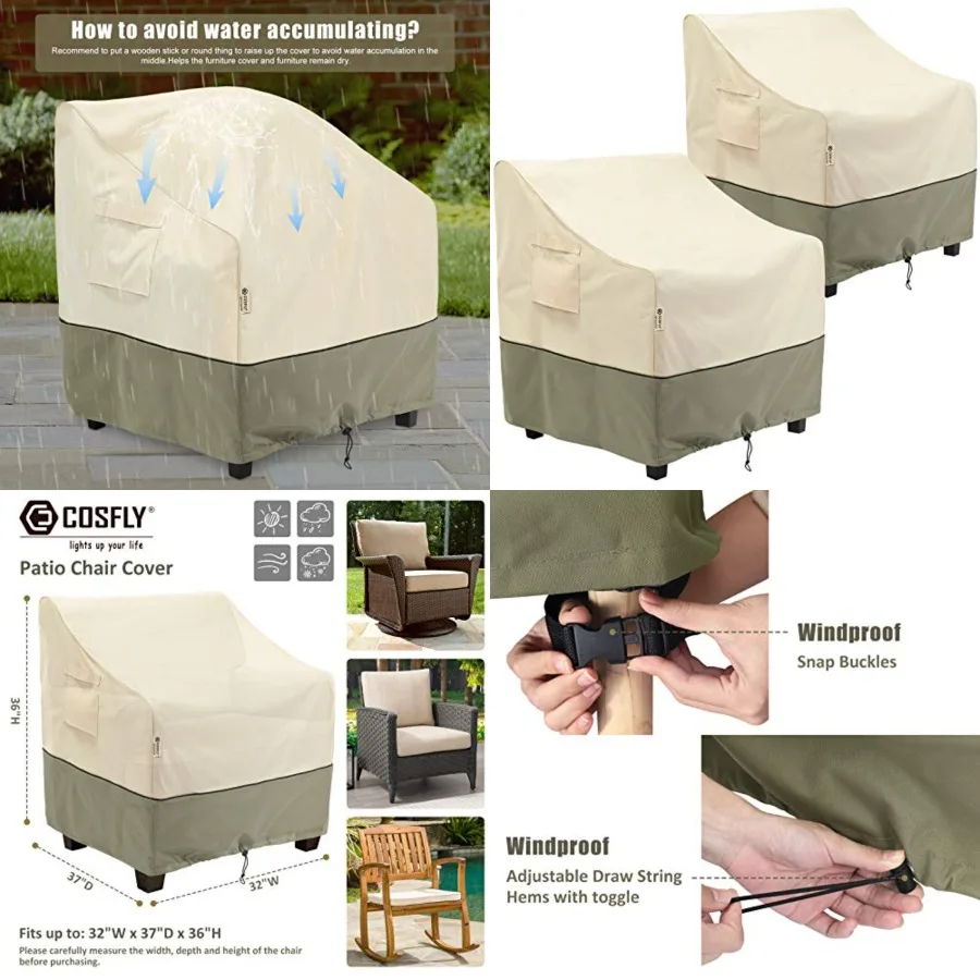 

Outdoor Furniture Patio Chair Covers Waterproof, Lounge Deep Seat Cover, Lawn Furnitures Covers Fits up to 32W x 37D x 36H inch