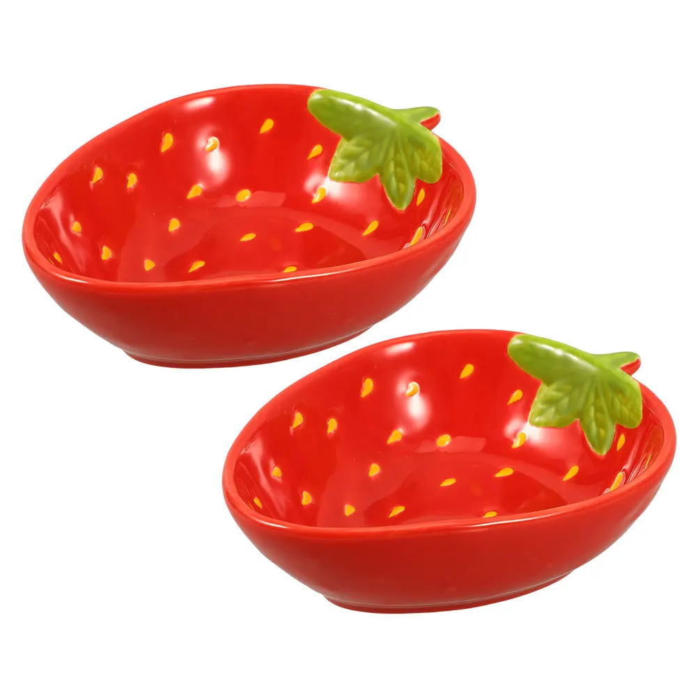 

2Pcs Strawberry Ceramic Bowl Cute Small Plates Serving Snacks Desserts Fruits Party Kitchen Tableware Strawberry Ceramic Bowl