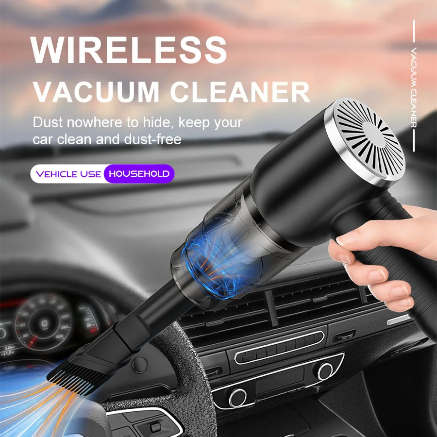 ハンドヘルドコードレス掃除機 TypeC 充電式 車用 家庭用 ペットの毛用 - 軽量 ヘアブラシ付き 延長チューブ付き コンパクト デイリークリーナー