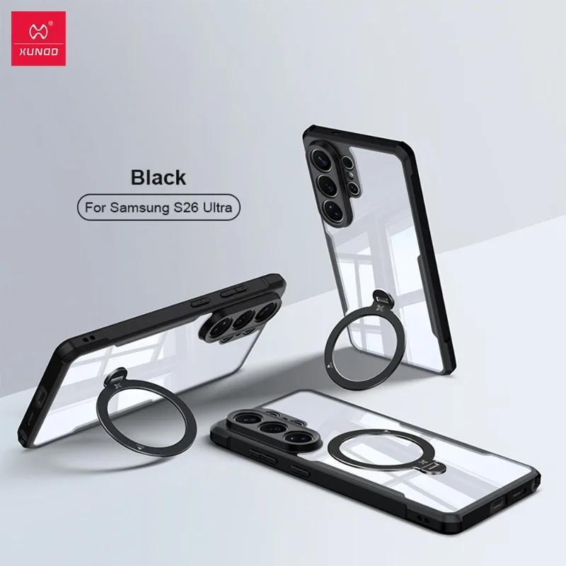 

For Samsung Galaxy S26 Ultra Case Xundd Magnetic Ring Stand Transparent PC Back Cover for Galaxy S26 Ultra