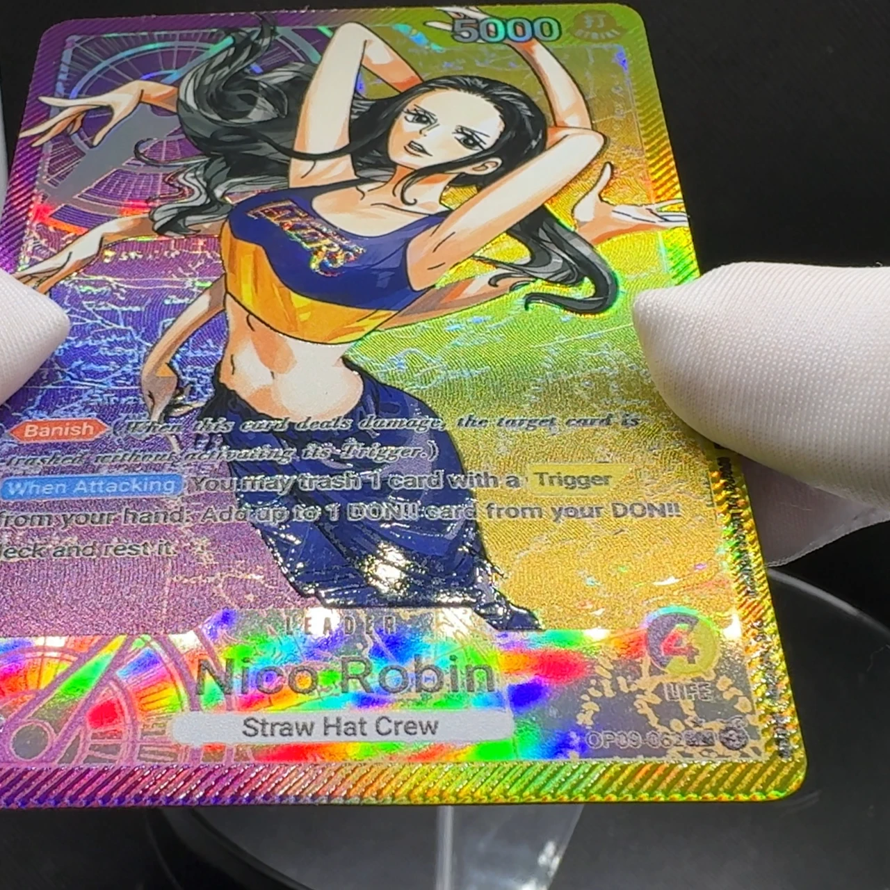 One Piece TCG OPCG English Leader card Nico Robin Purple Yellow