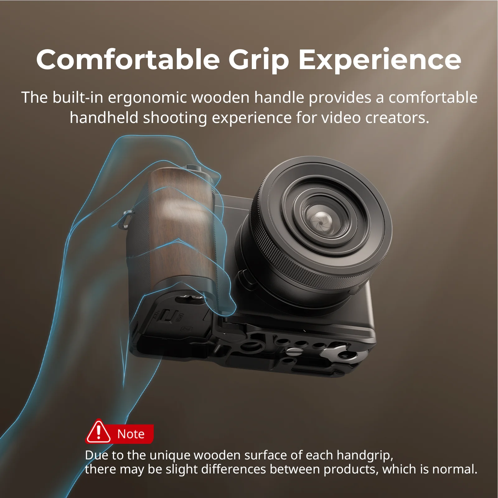SmallRig ZV-E10 II L-Shape Plate with Wooden Handle,Handgrip for Sony ZV-E10 II, L-Bracket Built-in Quick Release Plate for Arca