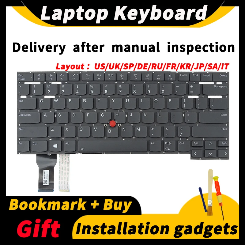 Teclado Portátil Retroiluminado para Lenovo Thinkpad T14s Gen2 p1 x1 Eremita Extremo ° Eua Reino Unido sp de ru fr kr jp SA ti 2023