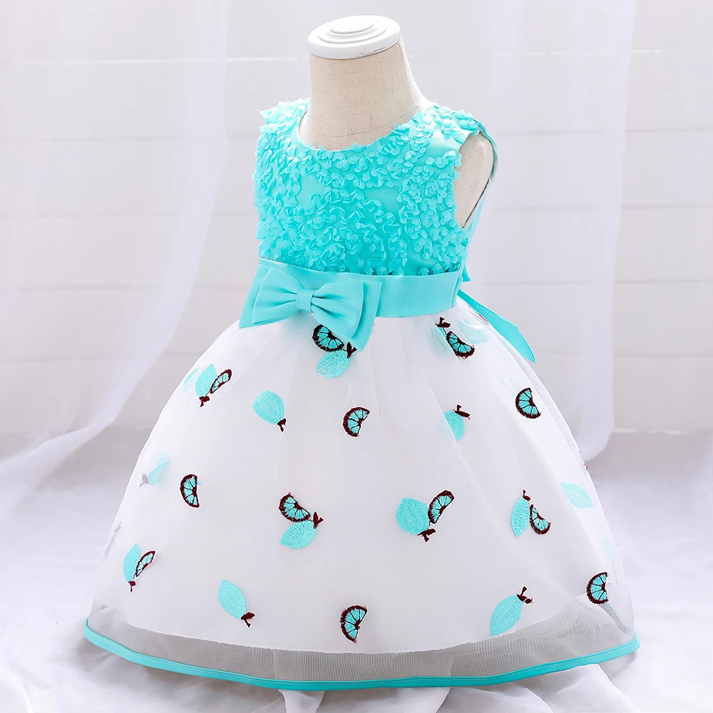 Baby Girl Flower 1st Birthday Party Dress Elegant Tulle Wedding Princess Kids Dresses for Girls Bridemaids Prom Children Costume