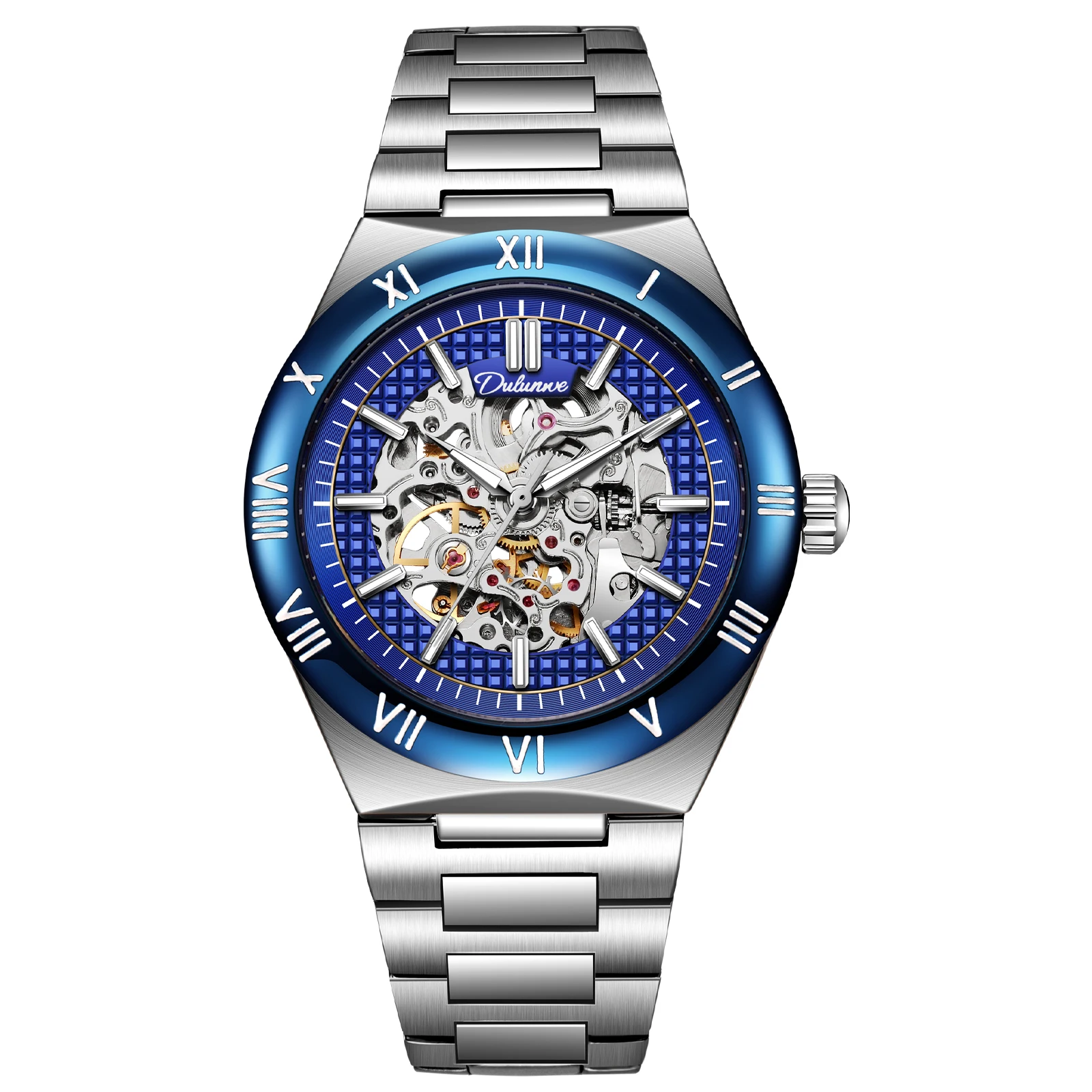 Dulunwe Brand Constellation Automatic Watch Hollow Mechanical 30M Waterproof Fashion Casual Business Men's Wristwatch 42MM