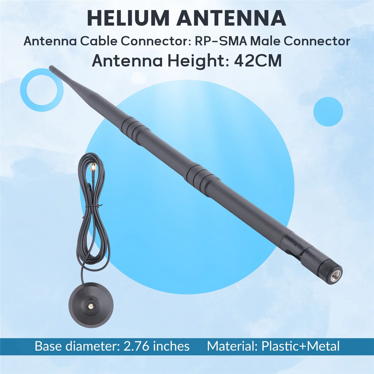 ABGIHelium Hotspot Miner Indoor Antenna 8DBi 39cm for RAK Nebra Bobcat with SMA Female to RP-SMA Male Adapter/Magnet Base