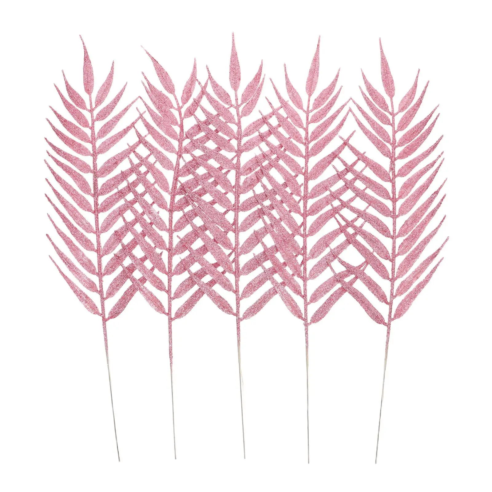 

5 Pcs Plant Dusted Leaf Hanging Ornament Home Decor Plastic Glittered Artificial