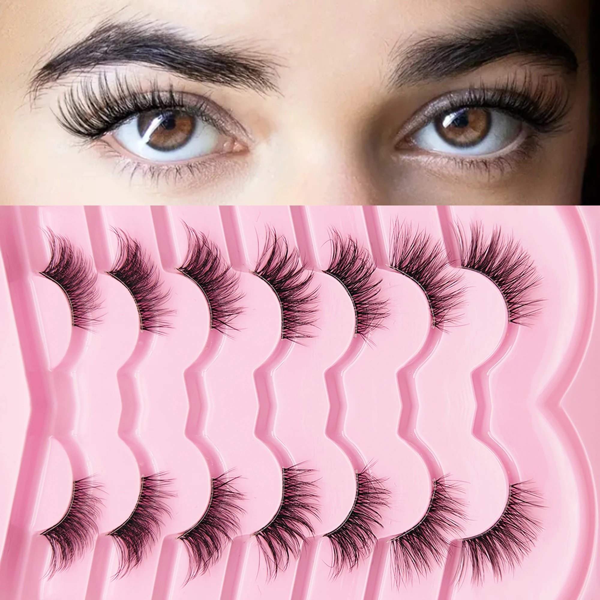 7Pairs,3-12mm Length, D Curl, Extended Natural and Soft FaSuitable for Half-Eye False Eyelashes for Dating and Parties