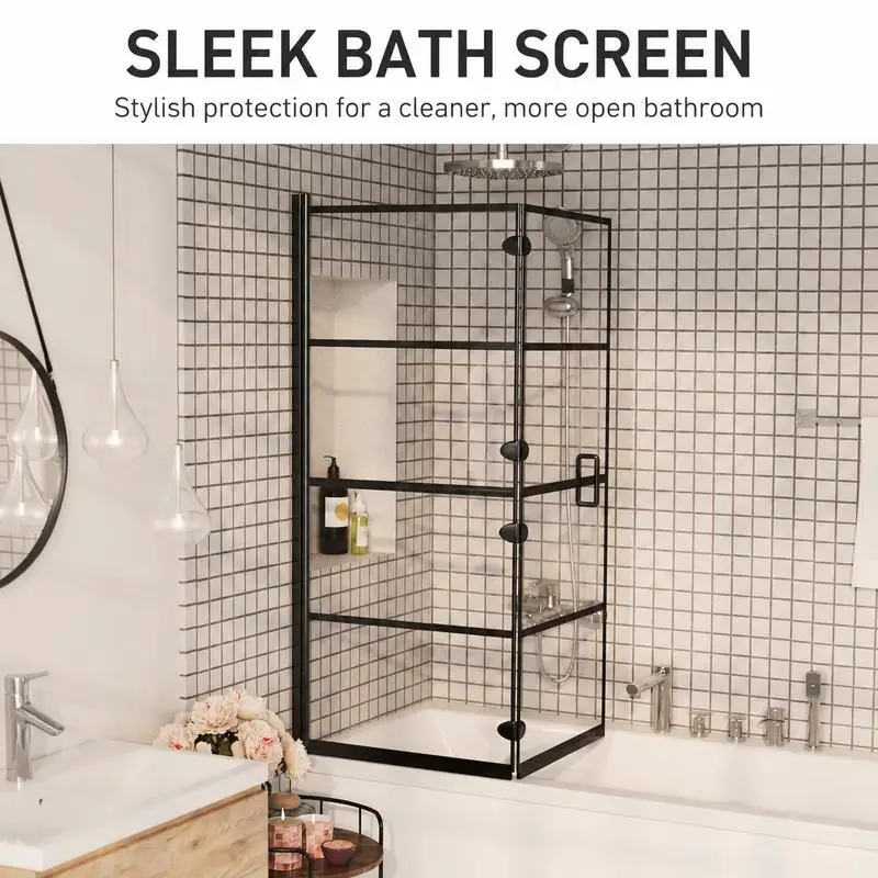 Cabine de douche pliable noire en verre de sécurité ESG de haute qualité, cloison de salle de bain compacte pour une séparation efficace des zones humides et sèches, dimensions 120x140 cm