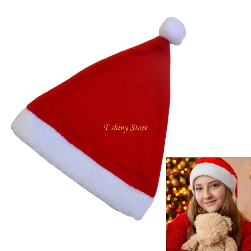 

N58F плюшевая рождественская шапка Санты с белыми полями для праздничных вечеринок, дарящая любовь, новогодние аксессуары для