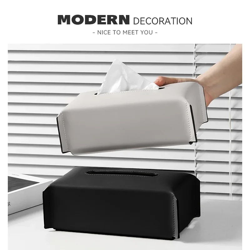 Leather Tissue Box Napkin Case Luxury Paper Cover Car Living Tissue Paper Holder Desktop Home Tabletop Decoration