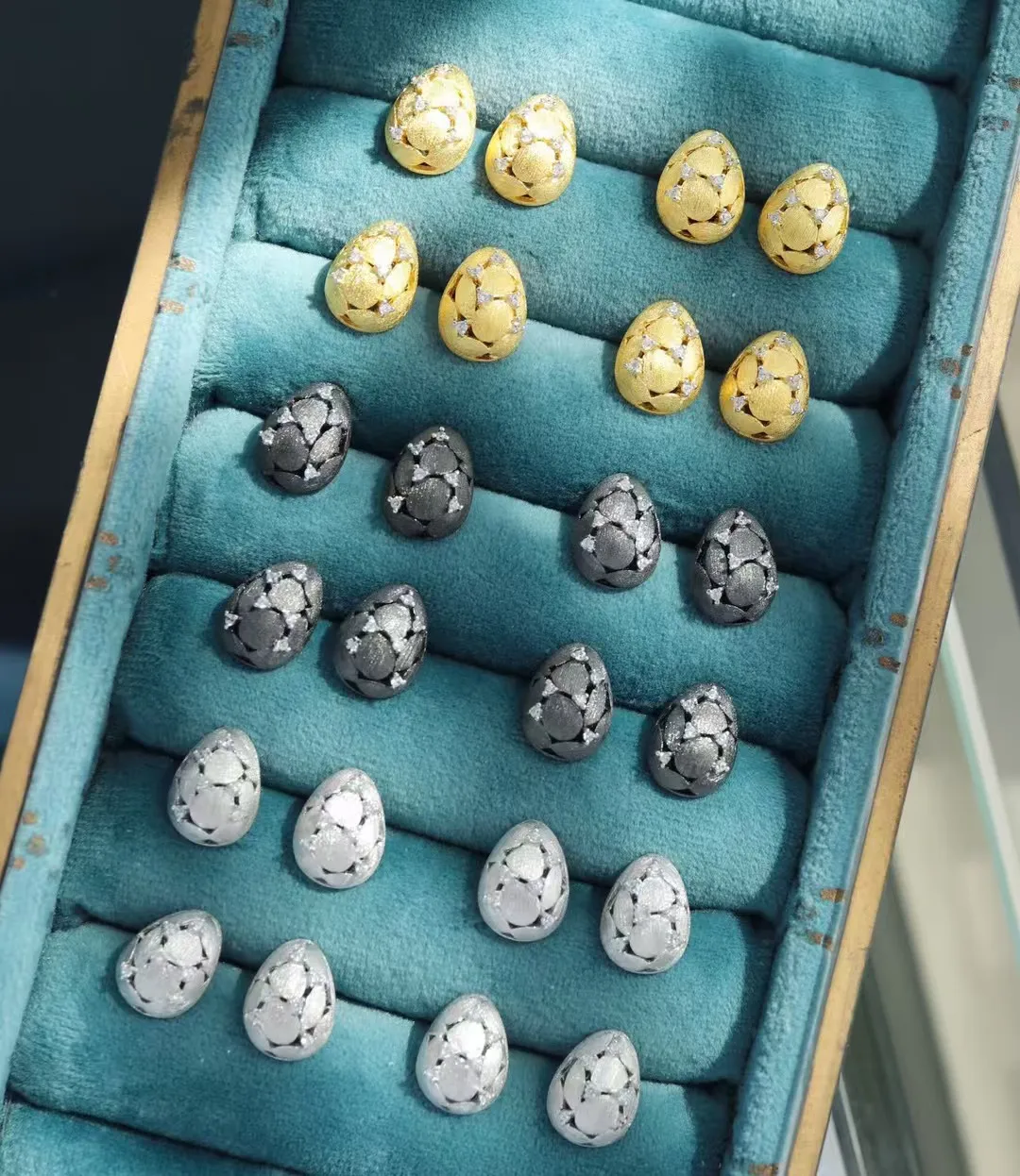 

Винтажные нейтральные серьги из серебра 925 пробы с пасхальным яйцом, висячие серьги с пряжкой Rigato Segrinato, черное золото, серьги-гвоздики в форме капли, женские ювелирные изделия