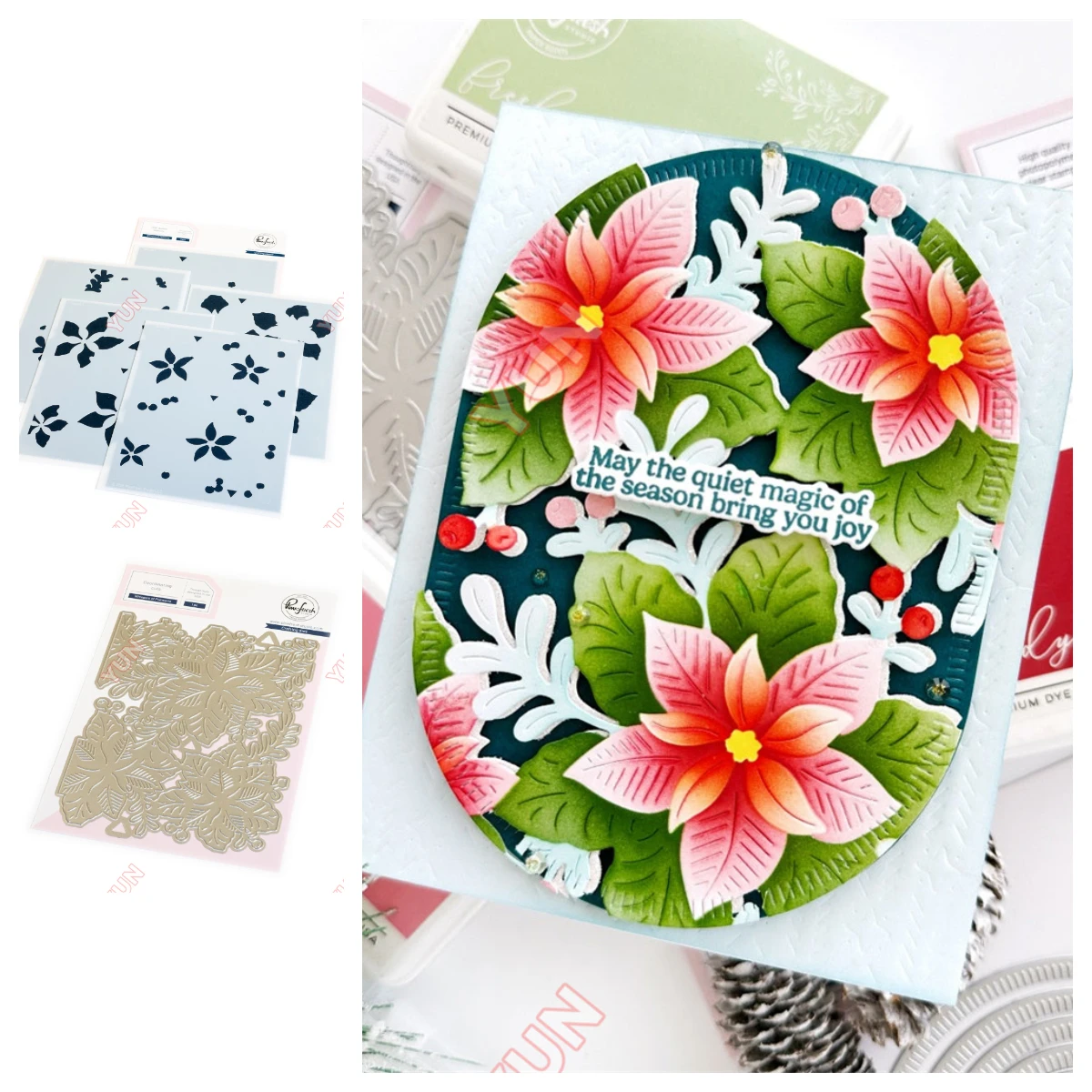 

Christmas Greeting Card Background Decoration Whispers of Poinsettia Dies Stencils Set DIY Scrapbooking Gift Embossing 2025 New