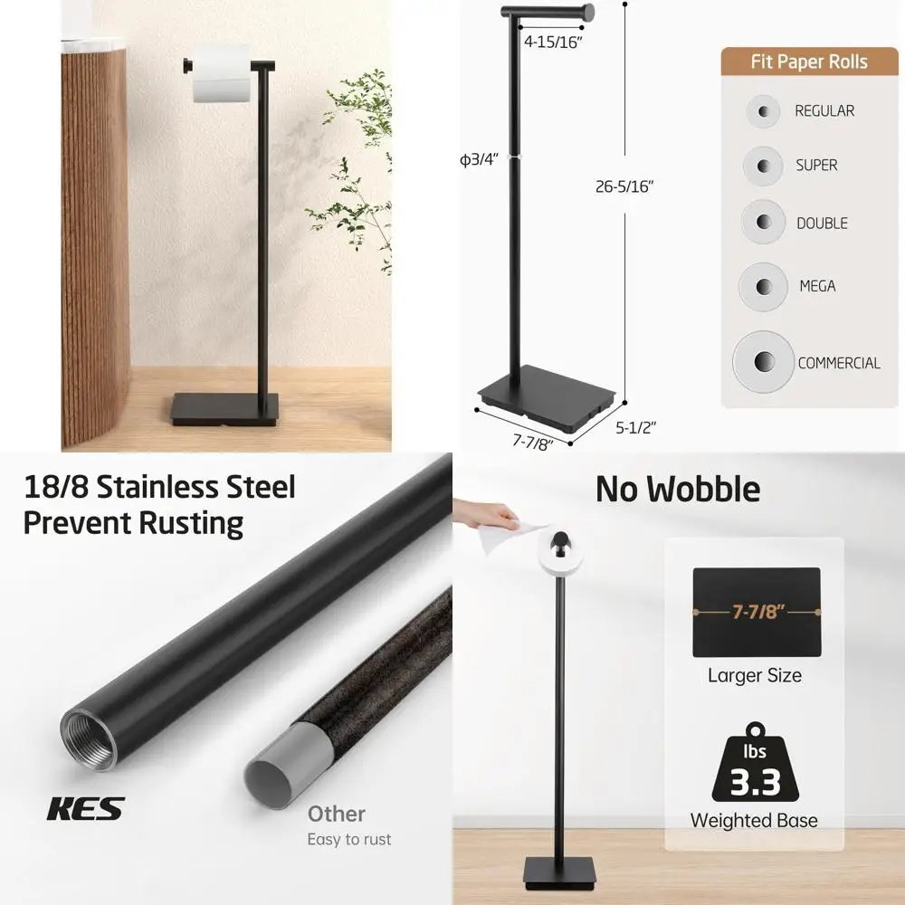 

Подставка для туалетной бумаги 26,2-дюймовый держатель для туалетной бумаги для ванной комнаты, отдельно стоящий держатель для туалетной бумаги SUS304 из нержавеющей стали