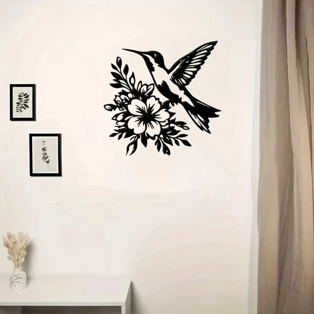 CIFBUY Metal Wall Art Hummingbird Flower Minimalist Modern Home Decor Elegant Gift For Living Room Office Interior