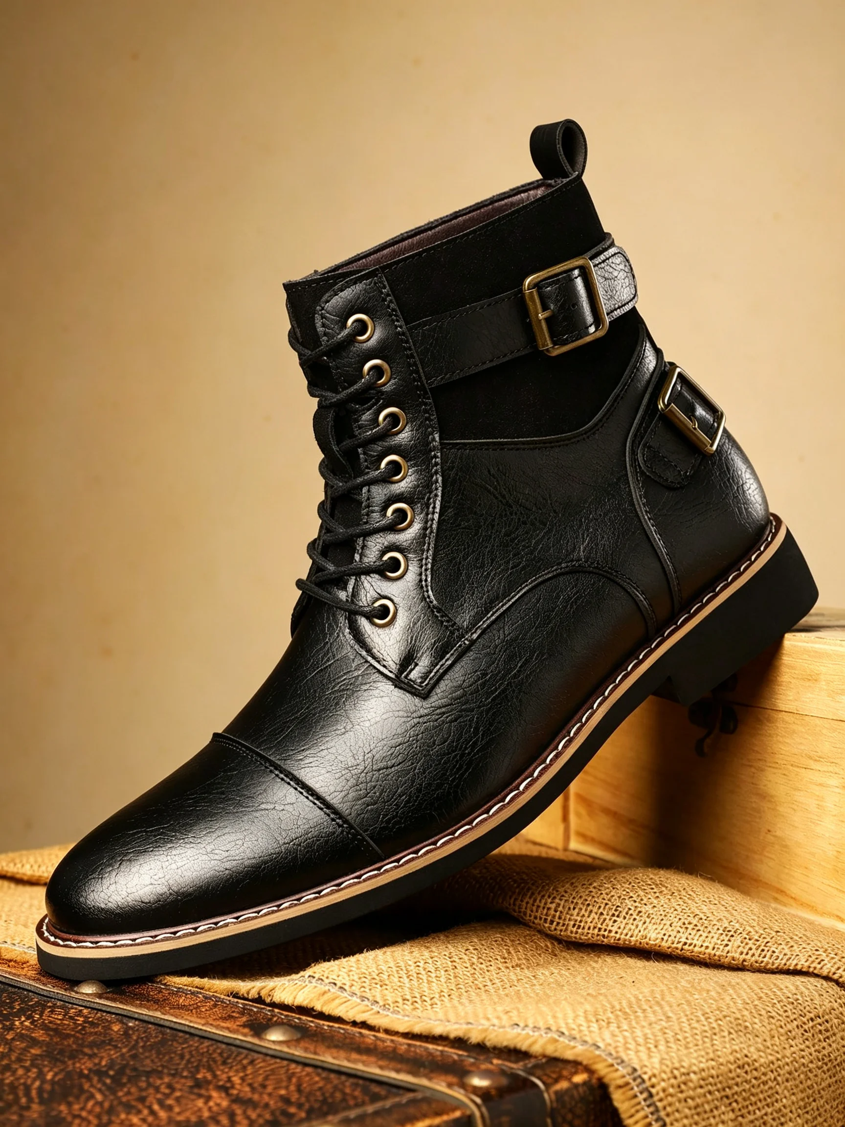 QRLQRL Herren Bequeme Modische Retro-Stiefeletten - Trendige Marken-Schuhe für Männer