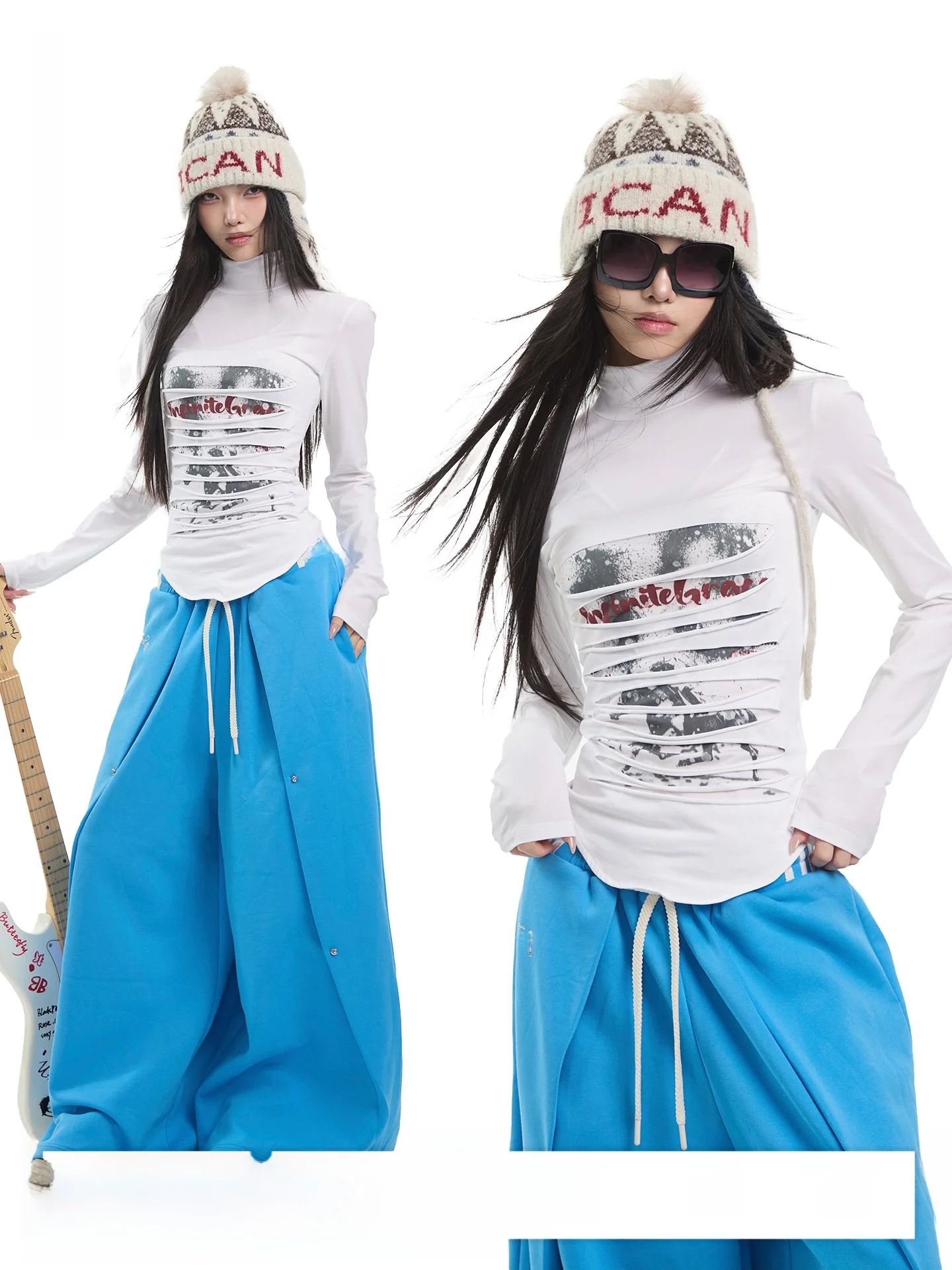 

Женская приталенная футболка UNCMHISEX Spicy Girl с длинным рукавом, с принтом и вырезами, весенняя, с эффектом утяжки на талии, для повседневной носки