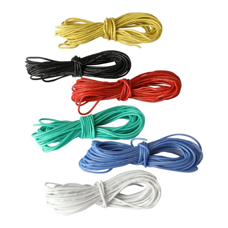 Hook-up Stranded Wire UL3132 22 AWG Flexible Silicone Wire Rubber Insulated Tinned Copper 300V Electrical Wire for DIY