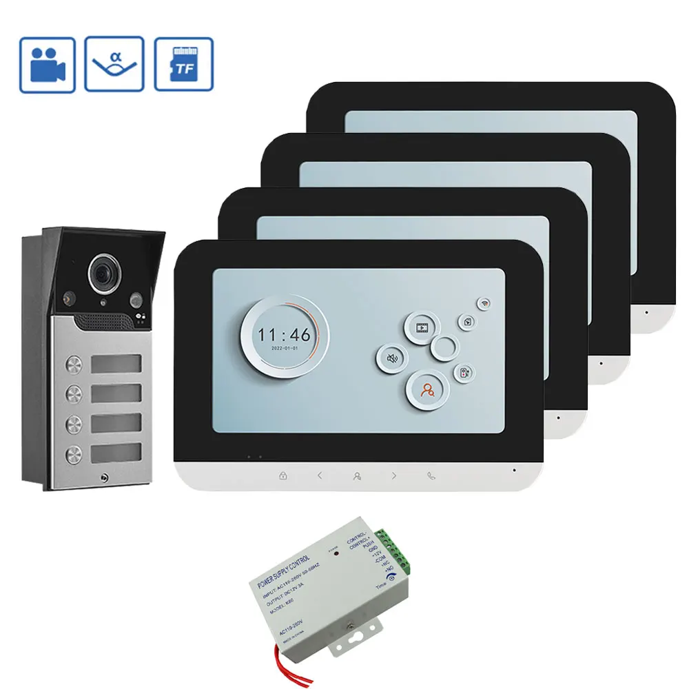 

7 inch Monitors 2/3/4 Family Apartment Video Door Phone Intercom System Wide angle HD Camera Doorbell Waterproof Access Control