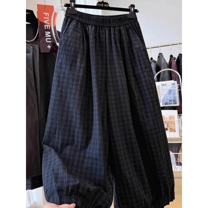 

Loose Lantern Pants Men's Casual Trousers Autumn Winter Plaid Vintage Sle Comfortable Fit Couple's Loose Pants Polyester Fiber