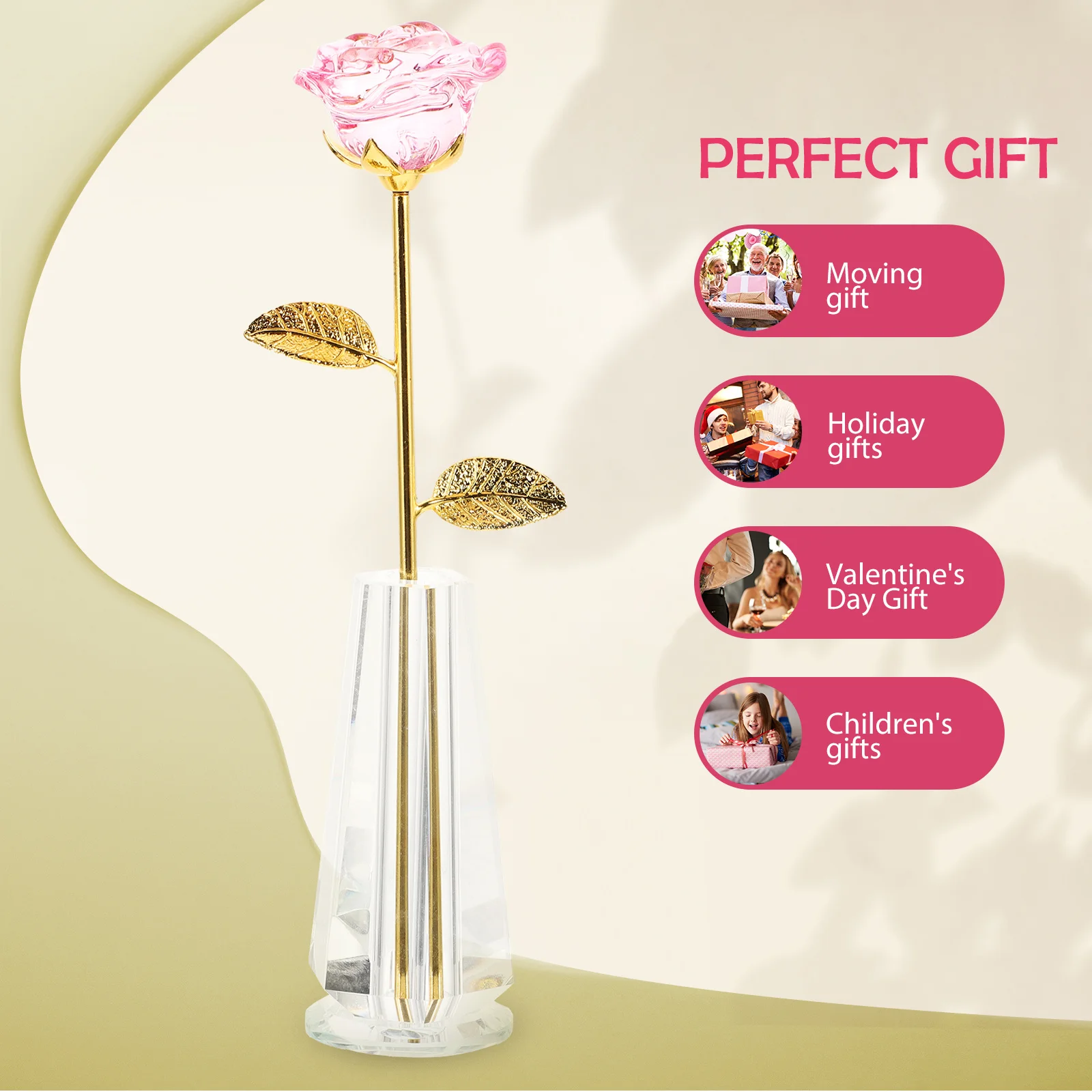 

1Set Crystal Flower Vase Decoration for Valentine's Day Home Desktop Decoration Tabletop Crystal Flower Centerpiece